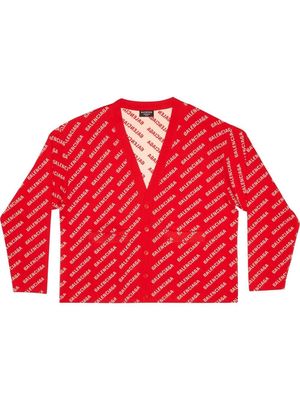 Balenciaga mini all-over logo cardigan - Red