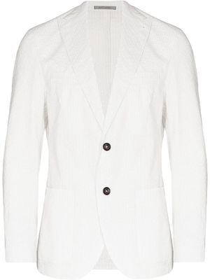Eleventy pinstripe seersucker single-breasted blazer - White