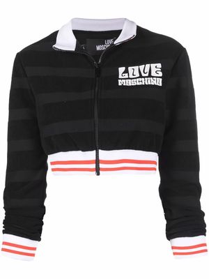 Love Moschino stripe pattern crop track jacket - Black