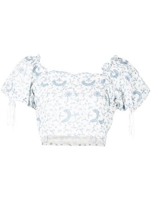 LoveShackFancy Melina broderie-anglaise crop top - White