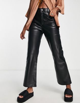 Urban Revivo faux leather straight leg pants in black