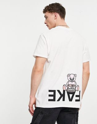 New Love Club fake back print oversized t-shirt in black-White