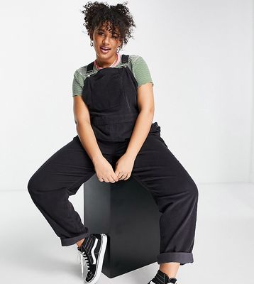 ASOS DESIGN Curve stretch corduroy overalls in charcoal-Gray