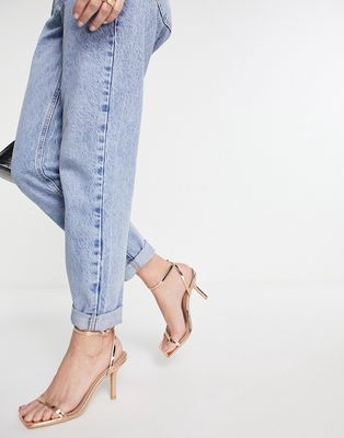 Glamorous barely there heeled sandals in rose gold