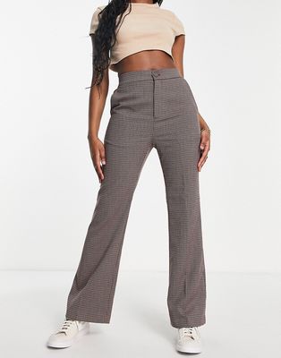Urban Revivo flare pants in check print - part of a set-Red