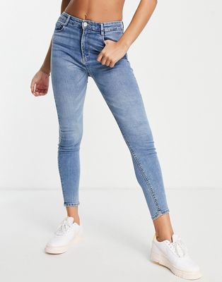 Pull & Bear high waisted ultra skinny basic jean in light blue
