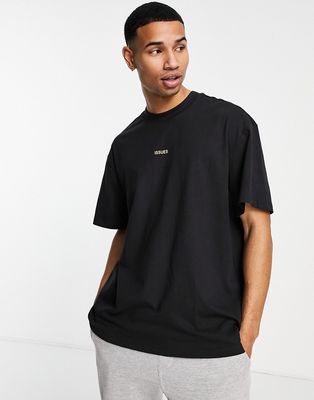 Only & Sons oversized t-shirt with central front print in black