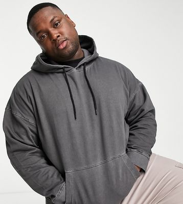 Only & Sons Plus washed oversized hoodie in black