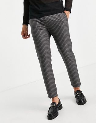 Bolongaro Trevor stripe skinny fit pants with elastic waist-Grey
