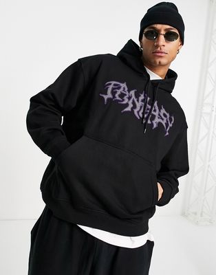 Weekday oversized embroidered hoodie in black