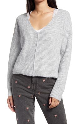 BP. Weekend V-Neck Sweater in Grey Medium Heather