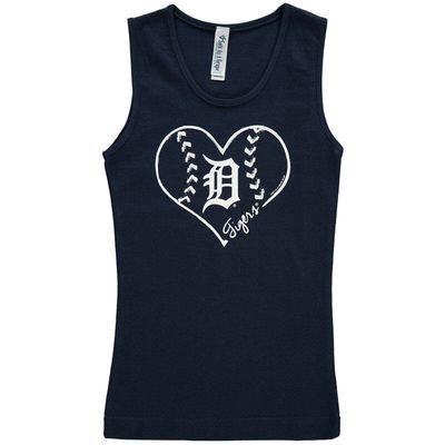 Girls Youth Soft as a Grape Navy Detroit Tigers Cotton Tank Top