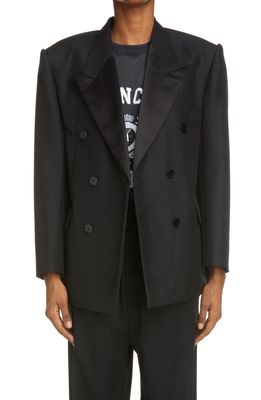 Balenciaga Shrunk Double Breasted Tuxedo Jacket in Black W