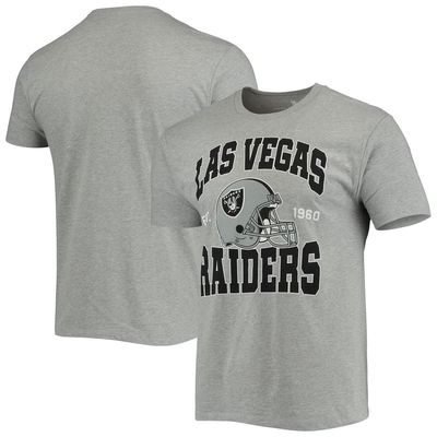 Men's Junk Food Heathered Gray Las Vegas Raiders Helmet T-Shirt in Heather Gray