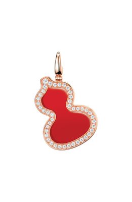 Qeelin Petite Wulu Red Agate & Diamond Pendant Charm in Rose Gold