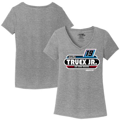 Women's Joe Gibbs Racing Team Collection Heathered Gray Martin Truex Jr V-Neck T-Shirt in Heather Gray