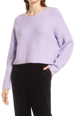 Open Edit Boxy Cotton Blend Sweater in Purple Spray