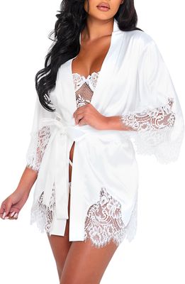 Roma Confidential Lashes For Lace Short Robe in White