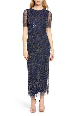 Pisarro Nights Embellished Chiffon Gown in Navy