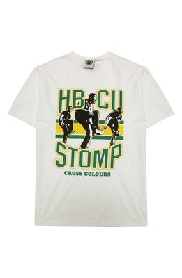 Cross Colours Women's CXC x HBCU Homecoming Stomp Cotton Graphic Tee in Off White