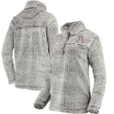 BOXERCRAFT Women's Gray Arizona Wildcats Sherpa Super Soft Quarter Zip Pullover Jacket