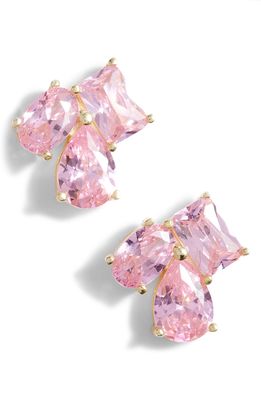 SHYMI Multi Shape Cubic Zirconia Stud Earrings in Gold/Pink