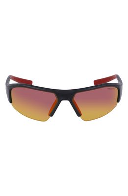 NIKE Skylon Ace 22 70mm Rectangular Sunglasses in Matte Black/Red Mirror