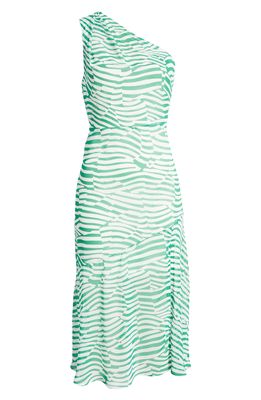 Sam Edelman Stripe One-Shoulder Maxi Dress in Green/White
