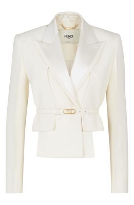 Fendi Wool & Silk Crop Jacket & Backless Vest Set in White