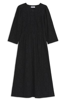 Rodebjer Monami Cotton Eyelet A-Line Dress in Black
