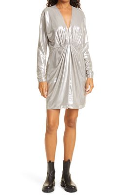 rag & bone Eloise Metallic Long Sleeve Minidress in Silver
