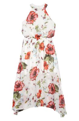 Ava & Yelly Floral Print Halter Neck Maxi Dress in Ivory