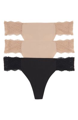 b.tempt'D by Wacoal b.bare Assorted 3-Pack Thong in Night/2 Au Nat
