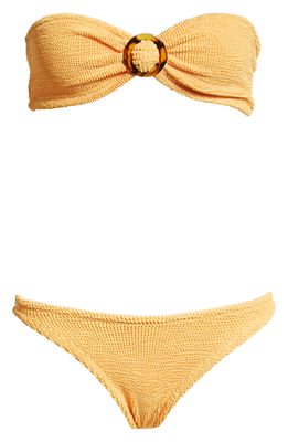 Hunza G Flora Bandeau Ring Two-Piece Swimsuit in Mango Sorbet