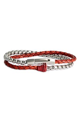 Jonas Studio Braided Leather & Chain Double Wrap Bracelet in Red