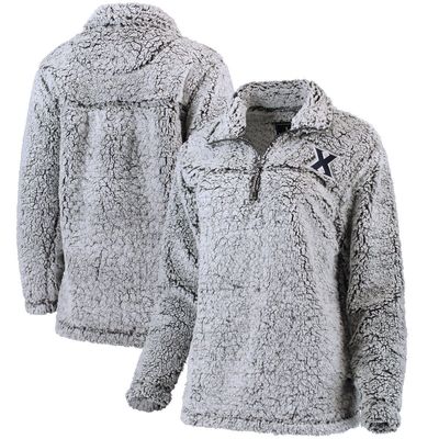 BOXERCRAFT Women's Gray Xavier Musketeers Sherpa Super Soft Quarter Zip Pullover Jacket
