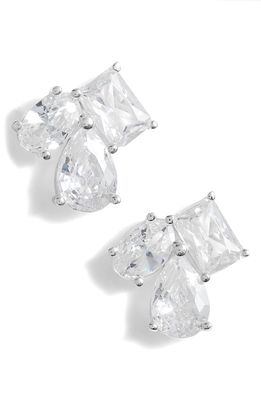 SHYMI Multi Shape Cubic Zirconia Stud Earrings in Silver