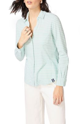 Court & Rowe Classic Stripe Cotton Button-Up Blouse in Crystal Sky
