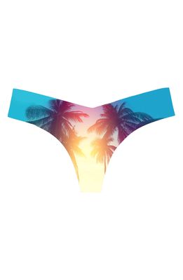 Commando Print Thong in Photo-Op Sunset Palm