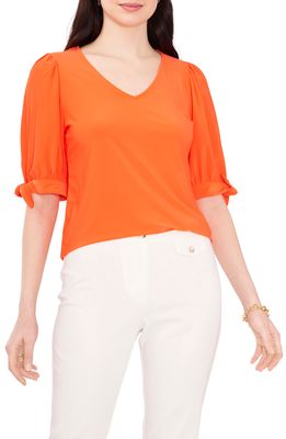 Chaus V-Neck Tie Sleeve Blouse in Orange