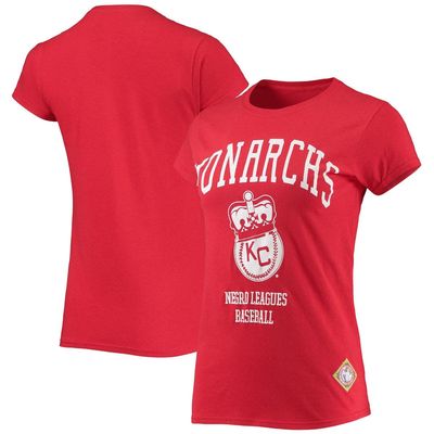 Women's Stitches Red Kansas City Monarchs Negro League Logo T-Shirt