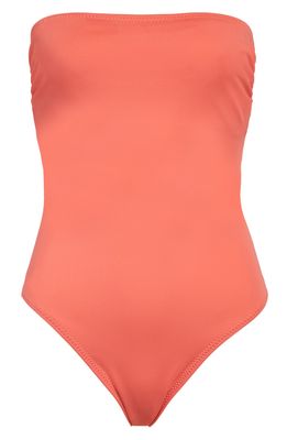 Norma Kamali Bishop Strapless One-Piece Swimsuit in Papaya