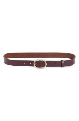 Rebecca Minkoff Leather Belt with Pave Crystal Buckle in Malbec