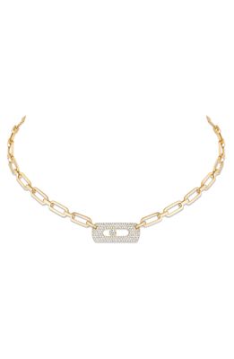 Messika My Move Paperclip Pave Diamond Pendant Necklace in Yellow Gold