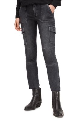 AllSaints Duran Skinny Cargo Jeans in Washed Black