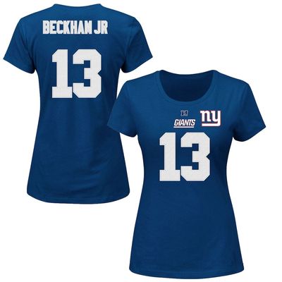 Women's Majestic Odell Beckham Jr. Royal New York Giants Plus Size Fair Catch Name & Number T-Shirt