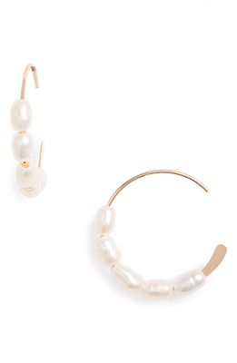 Set & Stones Landon Freshwater Pearl Hoop Earrings in Gold