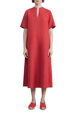 Lafayette 148 New York Raleigh Belted Silk & Linen Midi Dress in Flame
