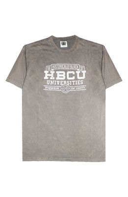 Cross Colours Women's CXC x HBCU Power of Unity Cotton Graphic Tee in Light Grey Mineral Wash