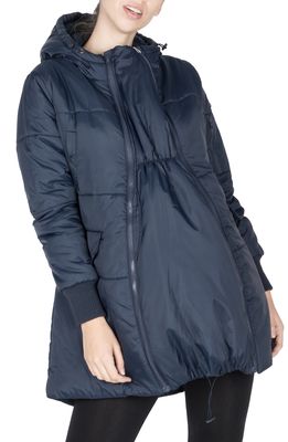 Modern Eternity 3-in-1 Hooded Maternity Puffer Jacket in Navy